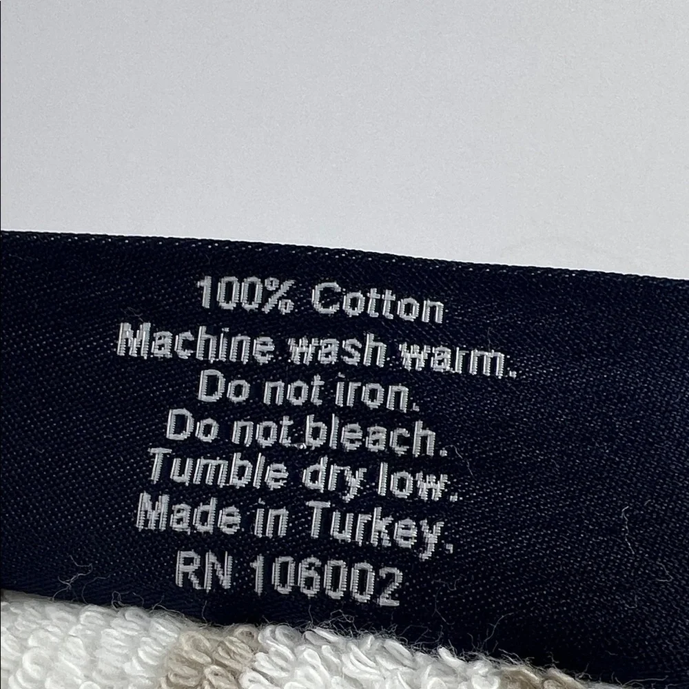 Brooks Brothers Bath Towel Set Tan White Striped Turkish 100% Cotton 2 Pc NEW
